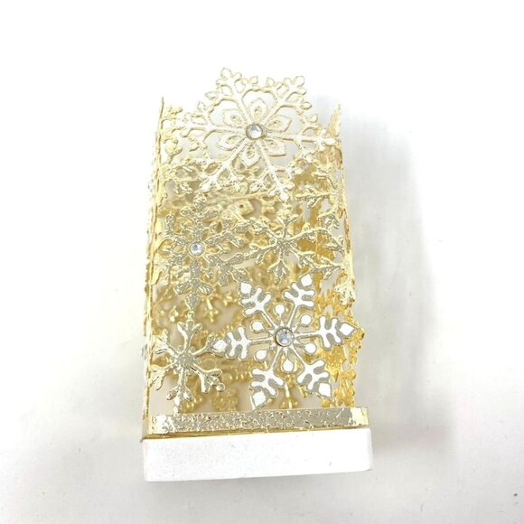 Bath & Body Works Foaming Hand Soap Holder Gold White Rhinestone Snowflakes - Picture 4 of 7
